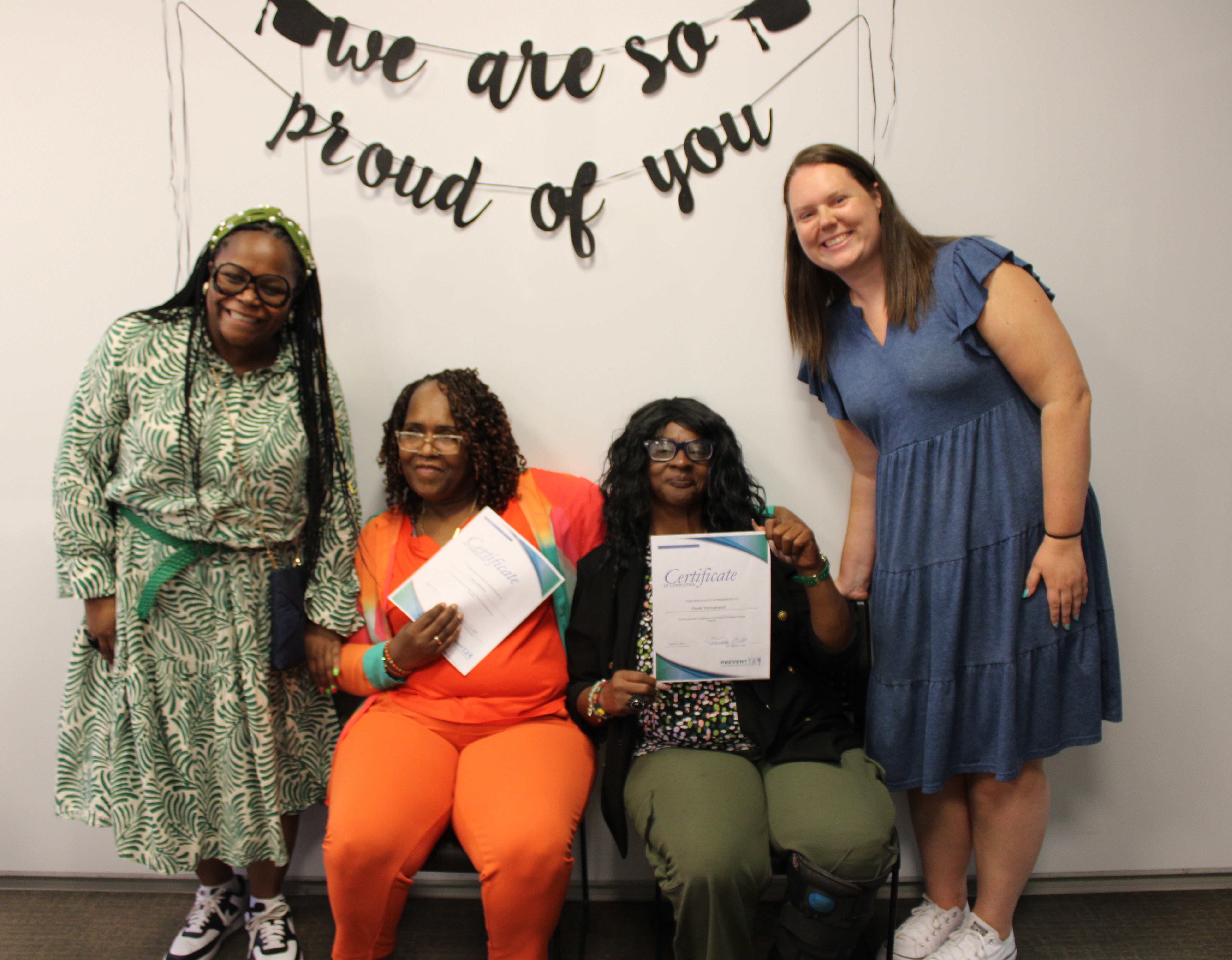HFP Lead CHW Tamara Cobb and Diabetes Program Manager, Rose Freel pictured with June DPP program graduates