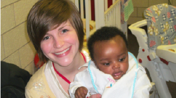 woman holding a baby